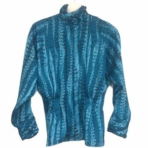 Donated Vintage Tess Paris Button Up Blouse 80s Print Sz 4